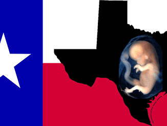 Texas flag, map and unborn Texan
